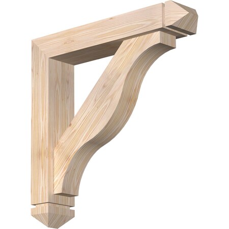 Funston Arts And Crafts Smooth Bracket W/ Offset Brace, Douglas Fir, 5 1/2W X 28D X 28H